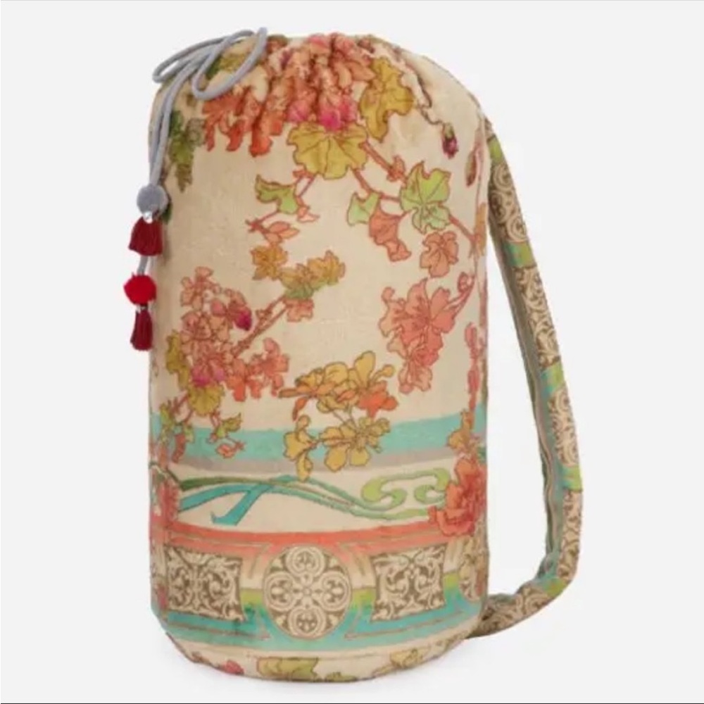 Johnny Was Pearl Plush Floral Drawstring Sling Bag